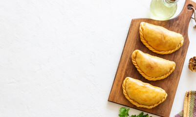 Baked empanadas. Latin American cuisine. Recipe. Fast food.