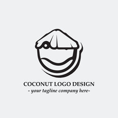 coconut illustration for logo company black and white vector image
