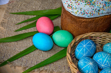 Traditional Easter Paschal wicker basket.