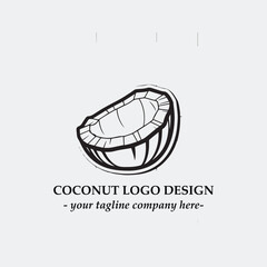 coconut illustration for logo company black and white vector image
