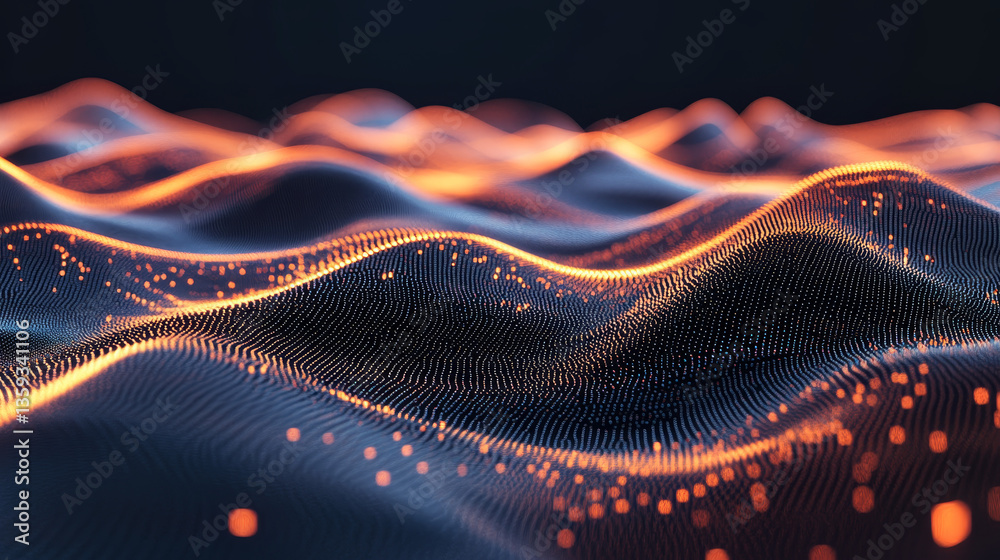 Poster information in digital coded streams. 3d illustration of interlaced beams of data code. cyber field 