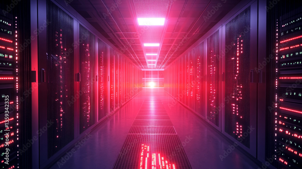 Poster cybersecurity matrix. futuristic background with a red-hot processor. calculation of data for an abs