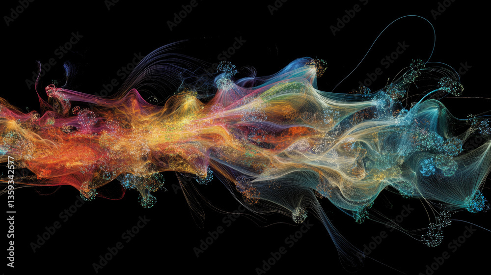 Poster stream, flow digital data. big data analytics and business strategy for innovative solutions. 3d ill