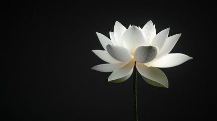 Magic White Lotus flower on black background