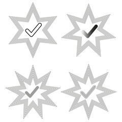 Star checkmark concept. Decorative vector design. Minimal geometric symbols. Abstract modern shapes.