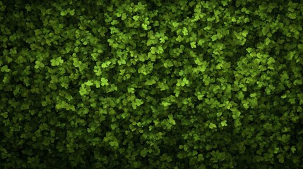 Dense green clover leaves, symbolizing luck and prosperity, ideal for St Patrick's Day themes