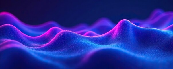 Obraz premium Abstract blue and purple liquid wavy shapes with glowing retro waves background, liquid, blue