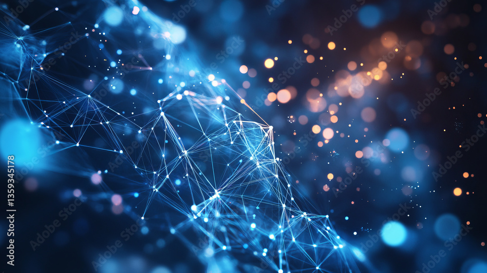 Poster global network. blockchain 3d illustration. neural networks and artificial intelligence. concept of 