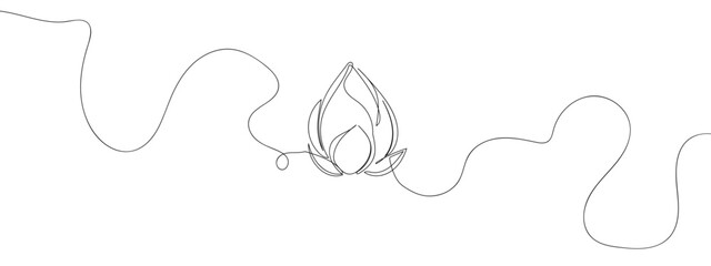 Continuous line lotus bud vector illustration with transparent background editable stroke.