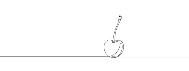 continuous line cherry vector illustration with transparent background editable stroke.