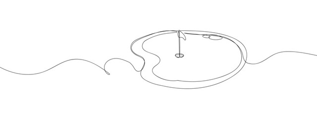 Continuous line golf hole vector illustration with transparent background editable stroke.