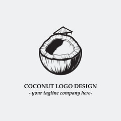 coconut illustration for logo company black and white vector image
