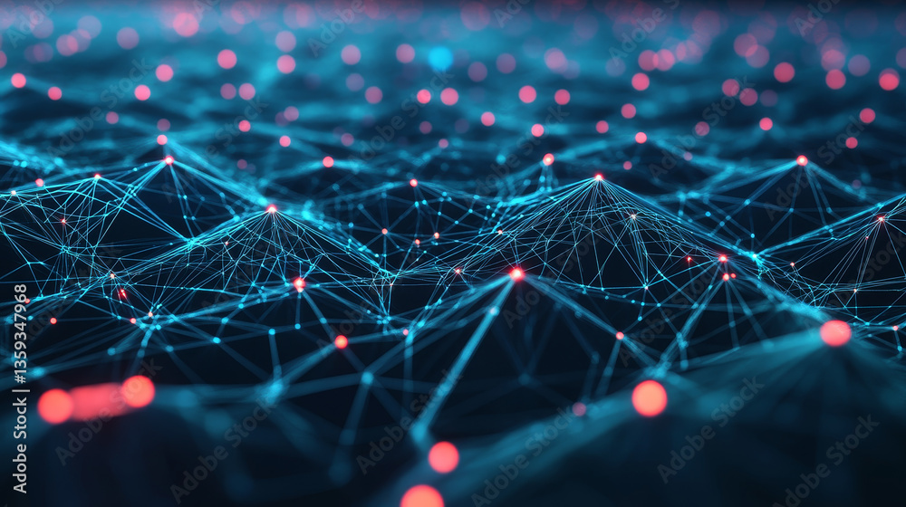 Poster neural network, abstract digital concept. cyber technologies and data security. polygon network and 