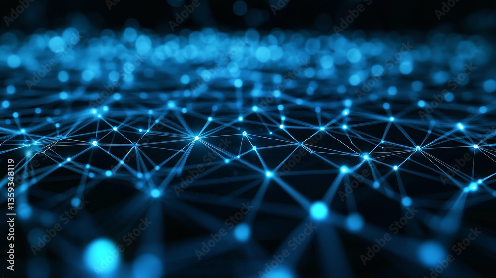 Poster neural network, abstract digital concept. cyber technologies and data security. polygon network and 