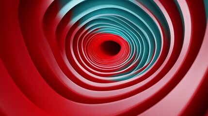 Fototapeta premium Abstract red and blue spiral pattern, futuristic tunnel design, digital art, modern creativity