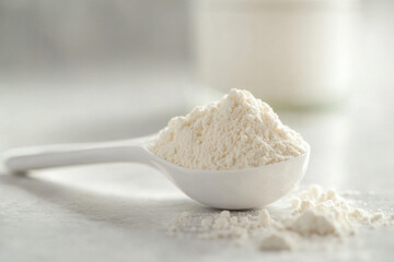 White collagen powder with smooth texture in soft natural light