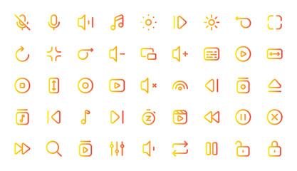 Media Control Icon Set - Playback, Volume, and Navigation Symbols