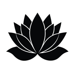 Black and white lotus vector silhouette