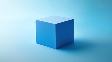 Simple blue cube on gradient background