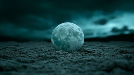 Moon in dark cloudy sky, mystical night scenery, Halloween concept, celestial exploration, lunar surface