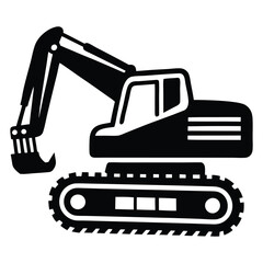 Excavator Vector Silhouette. Construction Excavator Vector Logo Icon