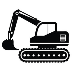 Excavator Vector Silhouette. Construction Excavator Vector Logo Icon