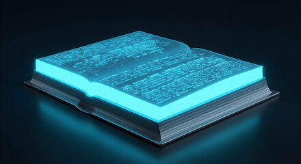 Glowing Open Book With Illuminated Text