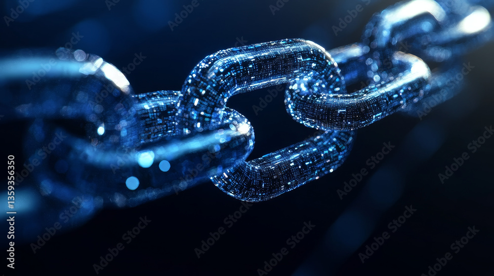 Poster global information network is based on blockchain technology. visual concept of data processing and 