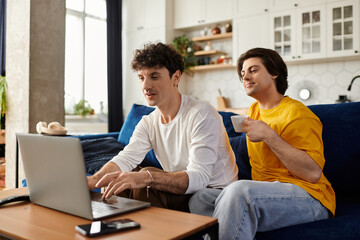 Two men enjoying each other's company in a cozy modern apartment setting