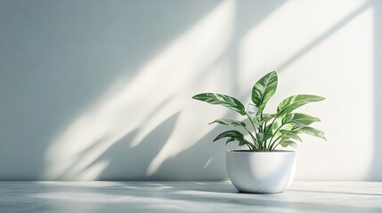 Minimalist Potted Plant in Sunlight
