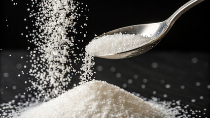 Pouring White Granulated Sugar Pile