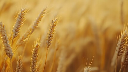 Fototapeta premium Close up of ripe wheat grains in a field
