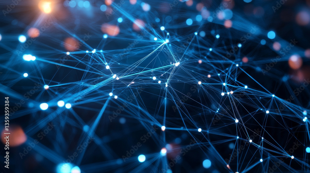 Poster radial waves in cyber space. digital information field, peer-to-peer internet, secure data array. 3d