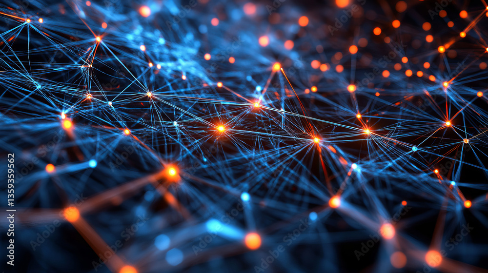 Poster radial waves in cyber space. digital information field, peer-to-peer internet, secure data array. 3d