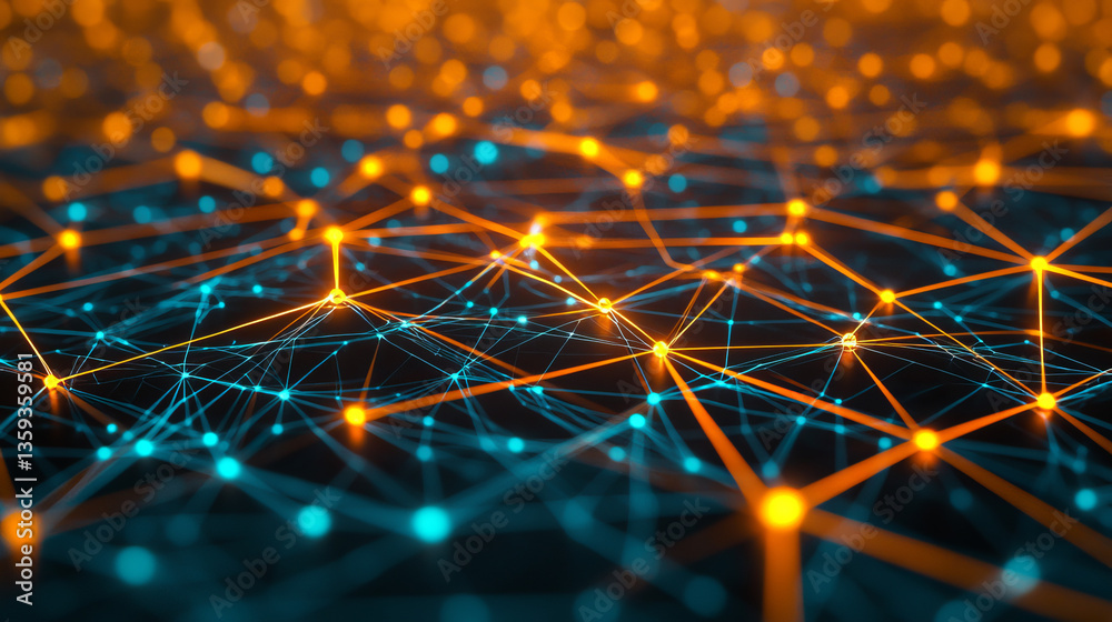 Poster radial waves in cyber space. digital information field, peer-to-peer internet, secure data array. 3d