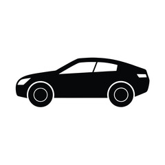 Sleek black sports car vector silhouette