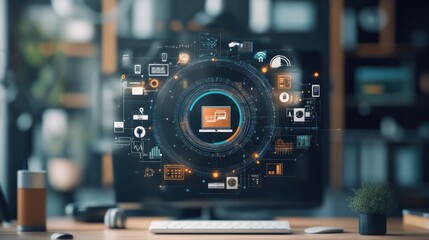 Fototapeta premium Holographic communication interface
