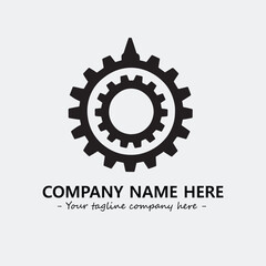 Gear illustration for logo company black and white vector image
