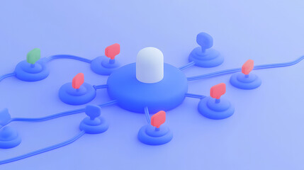 Fototapeta premium Interconnected electrical grid with glowing communication nodes