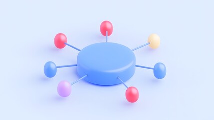 Obraz premium Interconnected digital communication network with central hub