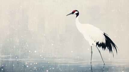 Fototapeta premium Crane in wintery landscape