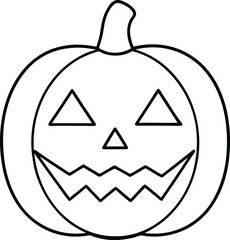 Halloween Jack-o'-Lantern Line Art Vector – Spooky Pumpkin Illustration