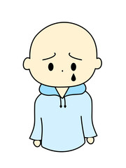 悲しいシンプル表情　青色