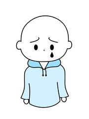 悲しいシンプル表情　青色