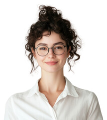 Obraz premium PNG Smiling woman with curly hair