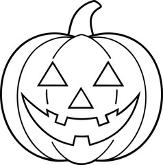 Halloween Pumpkin Jack-o'-Lantern Line Art Vector – Spooky Carved Face Illustration