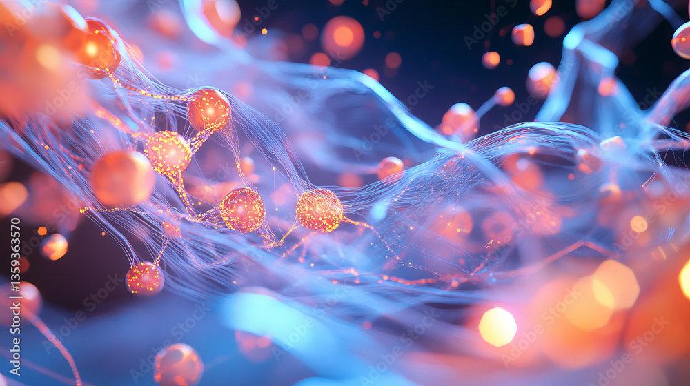 Poster high-speed data transfer. big data visualization, internet technology 3d illustration. neural networ