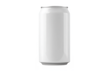 Blank white can of food front view isolated on transparent background high resolution photography for product display