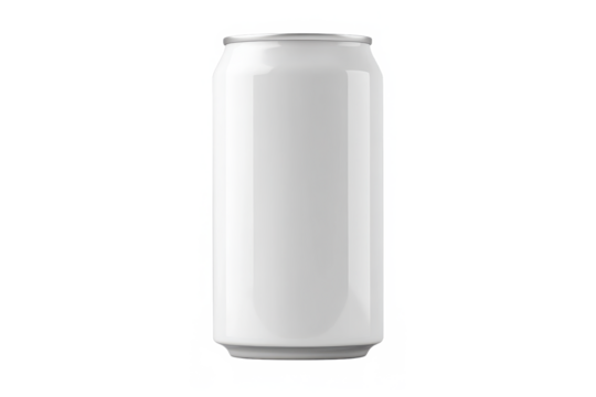 Blank white can of food front view isolated on transparent background high resolution photography for product display