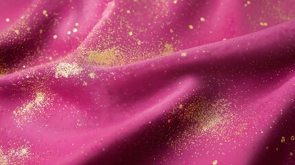A pink fabric with gold glitter on it